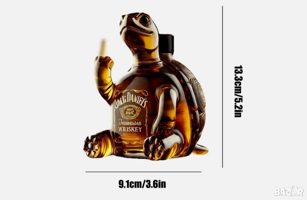 Уникална стъклена бутилка за уиски с животински мотив - декантер., снимка 1