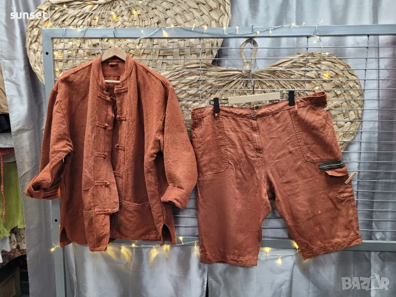 СЕТ мъжки ЛЕНЕНО яке+ къси панталонки-> XL/XXL, снимка 1