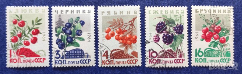 СССР, 1964 г. - пълна серия подпечатани марки, флора, 1*5, снимка 1