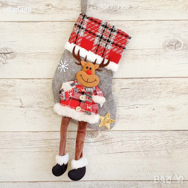 2590 Коледен чорап за подаръци и украса с фигура с дълги крака, снимка 1