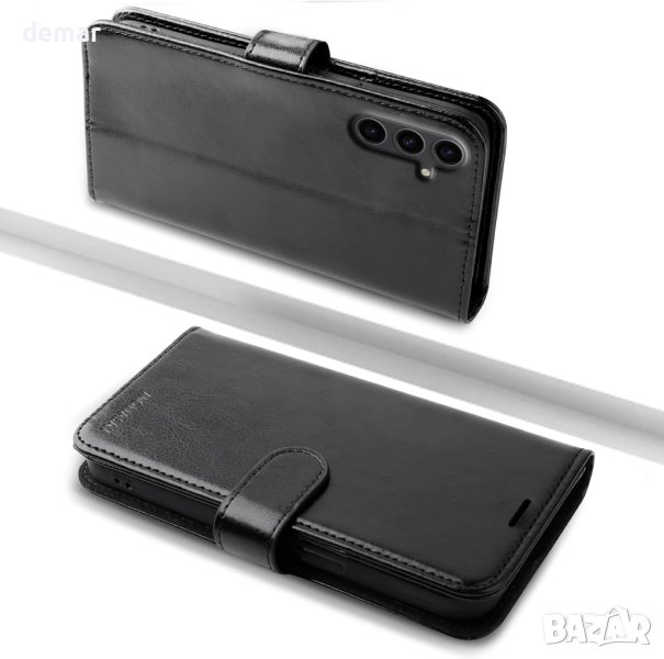 MONASAY Wallet Кожен калъф-портфейл за Samsung Galaxy S24+Plus 5G, 6,7 инча, черен, снимка 1