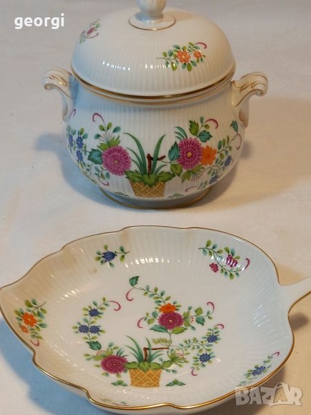 Немска порцеланова фруктиера листо и бонбониера    21/1, снимка 1