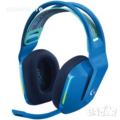 Безжични слушалки с микрофон LOGITECH G733 LIGHTSPEED RGB BLUE геймърски SS301457, снимка 1