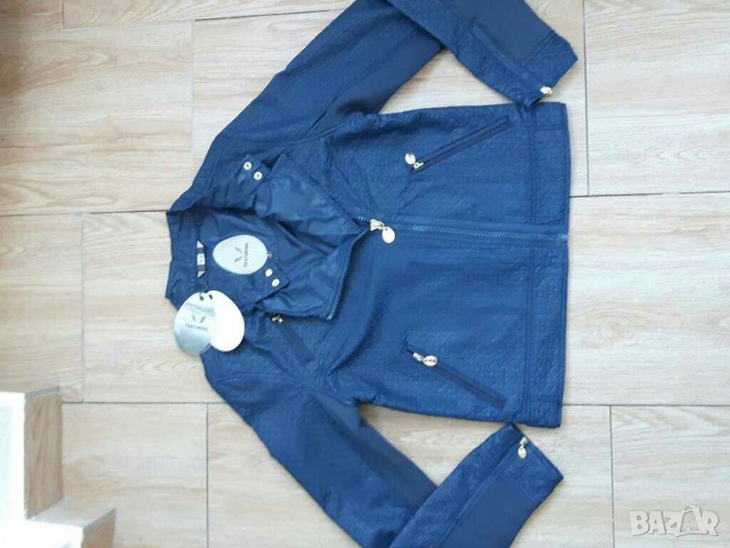 Ново тъмносиньо яке с неопрен С размер, снимка 1