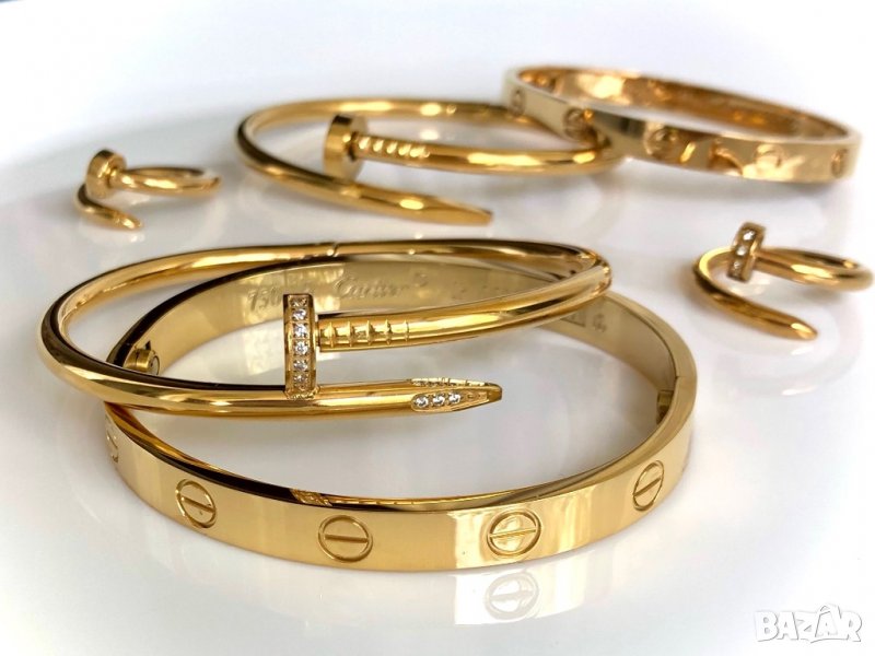 Гривни и пръстени Cartier Love Bracelet и Juste un Clou / Гривна белезник с отвертка и пръстен пирон, снимка 1