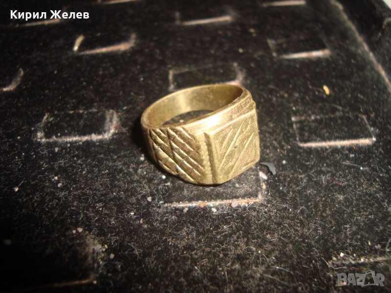СТАР ПОЗЛАТЕН БРОНЗОВ ПРЪСТЕН ОРНАМЕНТИРАН РЪЧНО МАЙСТОРСКА АРТ ДЕКО СТИЛ ИЗРАБОТКА МАСИВЕН 18185, снимка 1