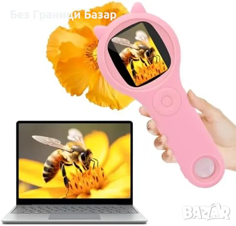 Нов преносим Образователен мини микроскоп за деца с LED светлини, снимка 1