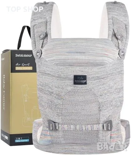 Нова Ергономична Бебешка Носилка Bebamour, 4 Позиции, Сива за бебе майка, снимка 1