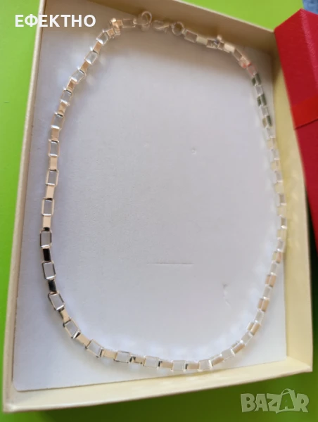 Чисто нов, масивен и дълъг сребърен ланец, снимка 1