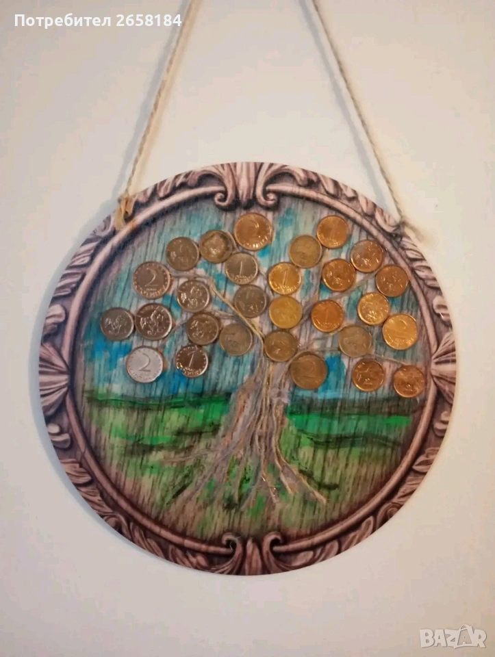 Дървото на парите с български стотинки, 35/45см, снимка 1