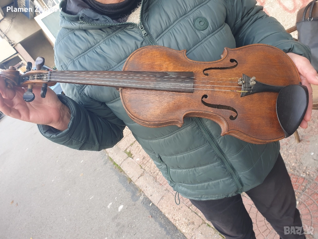 Голяма цяла стара цигулка от 1902 г , снимка 1