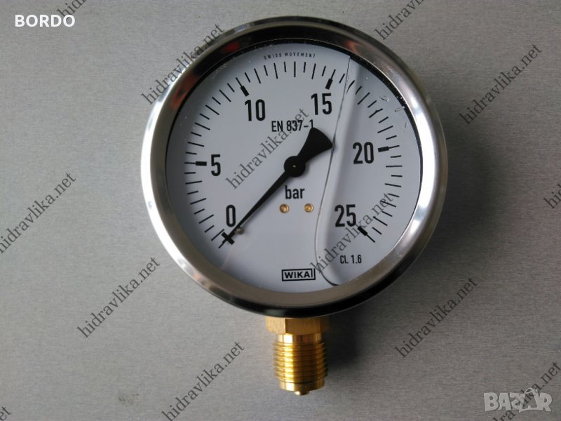 Манометър с глицерин WIKA - Ф100/0-25 bar (радиален), снимка 1