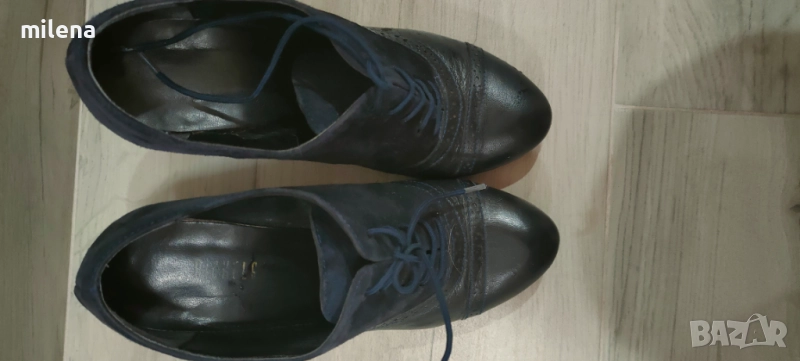 Сини обувки естествена кожа, снимка 1