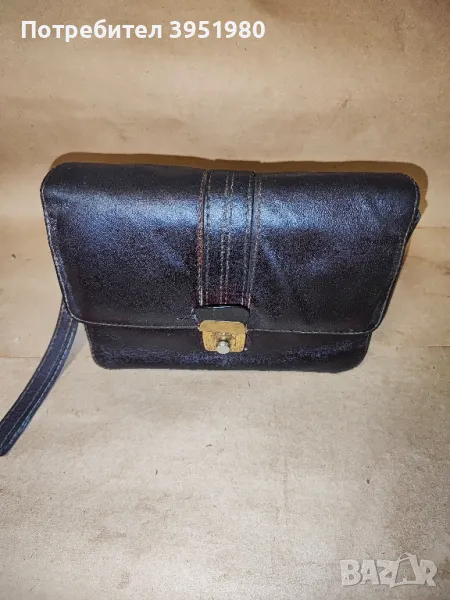 Ретро-мъжка, кожена чанта, снимка 1
