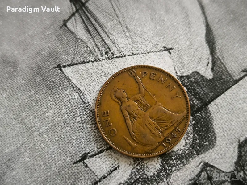 Монета - Великобритания - 1 пени | 1945г., снимка 1