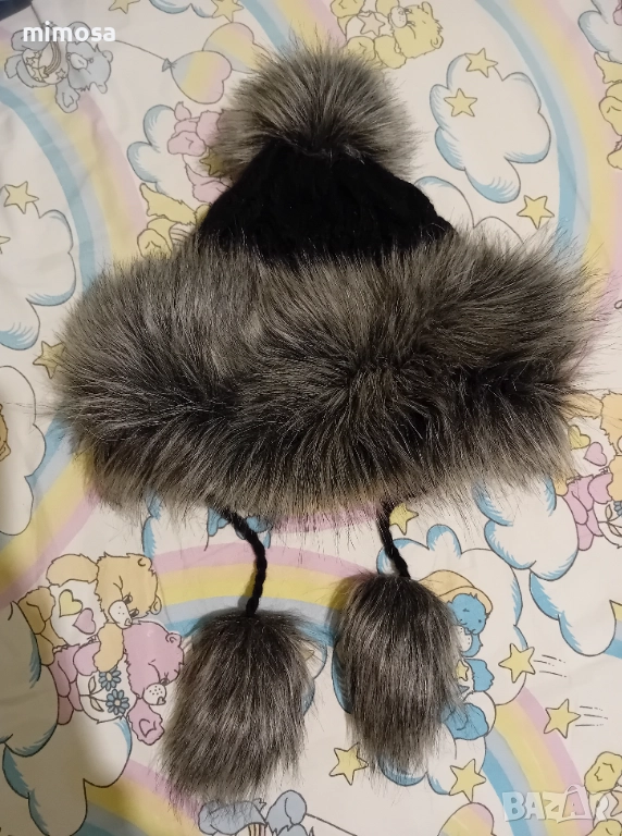 Зимна дамска шапка с изкуствен пух, снимка 1