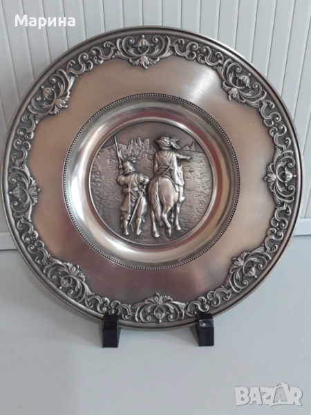 Чиния за стена, пано от калай Antik*Vintage #53, снимка 1