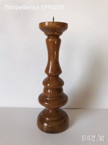 дървен свещник - 19 см., снимка 1