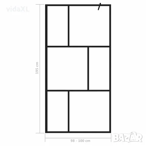 vidaXL Преграден параван за баня, закалено стъкло, черен, 100x195 см, снимка 7 - Душове - 56146158