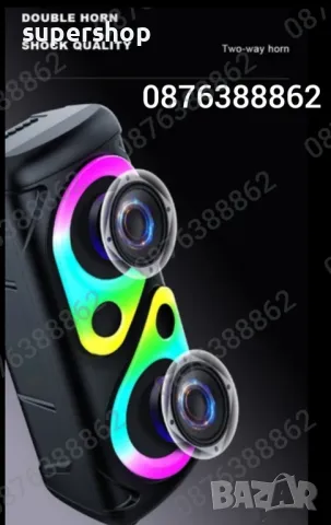 ПРОМО! Bluetooth Тонколона 2х4”, с микрофон и динамични RGB ефекти, снимка 5 - Тонколони - 48163179