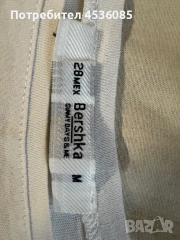 Бершка-Дамска блуза къс ръкав бяла размер М, снимка 3 - Тениски - 51171604