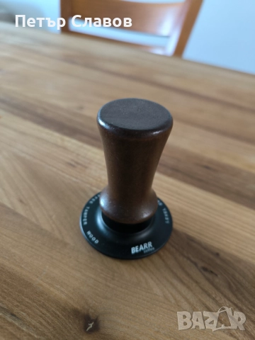 Тампер 58мм, дървена дръжка, оребрен , снимка 1