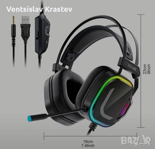 Headset With Microphone | COLUSI CLS-200 RGB Gaming Headset, снимка 5 - Слушалки за компютър - 52652117