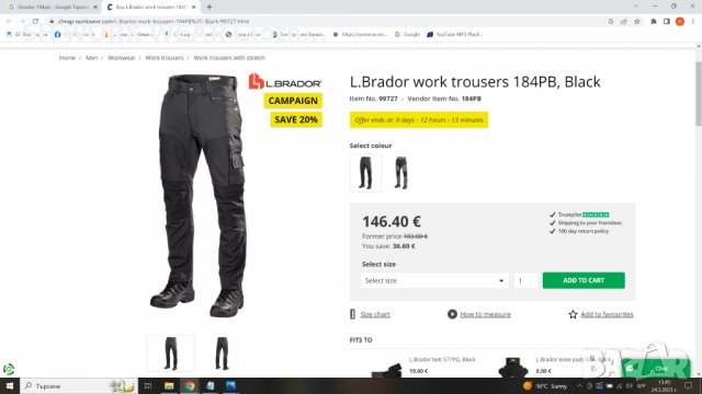L.Brador 184PB STRETCH Trouser Work Wear размер 56 / XXL еластичен работен панталон W2-11, снимка 2 - Панталони - 40120439