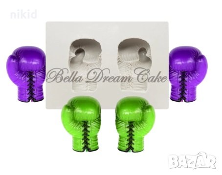 Боксови ръкавици за бокс силиконов молд за фондан украса торта декорация шоколад, снимка 2 - Форми - 29615184