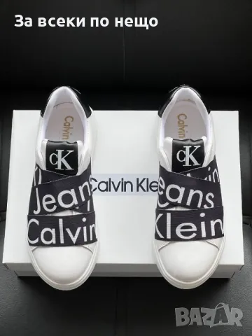 Calvin Klein Дамски Бели Маратонки С Черен Акцент👟Дамски Спортни Обувки Келвин Клайн Код E251, снимка 3 - Маратонки - 50412614
