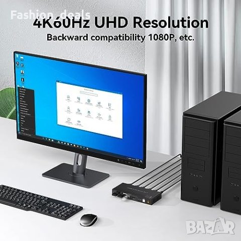 Нов 4K 60hz HDMI USB превключвател KVM превключвател 2PCs, снимка 5 - Друга електроника - 42255862