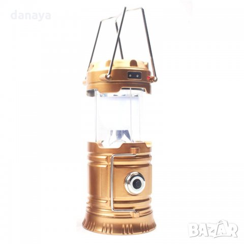 1735 Сгъваем соларен фенер за къмпинг лампа с дръжка 6 Led диода + 1W, снимка 3 - Къмпинг осветление - 30350466