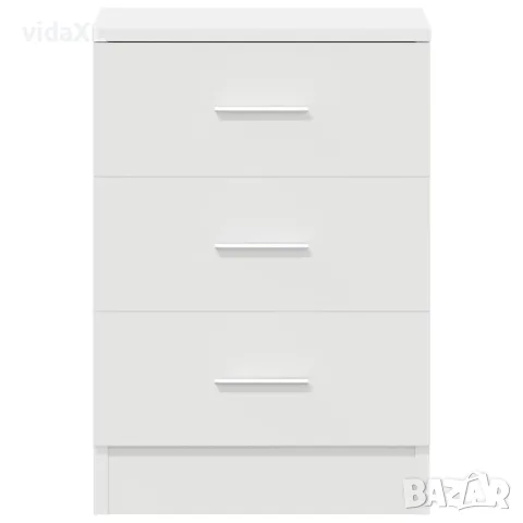 vidaXL Нощни шкафчета, 2 бр, бели, 38x35x56 см, инженерно дърво, снимка 7 - Шкафове - 56147708