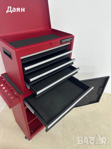 Шкаф за инструменти Costway с 5 чекмеджета, черно-червен, с голям капацитет, снимка 5 - Други инструменти - 53122718