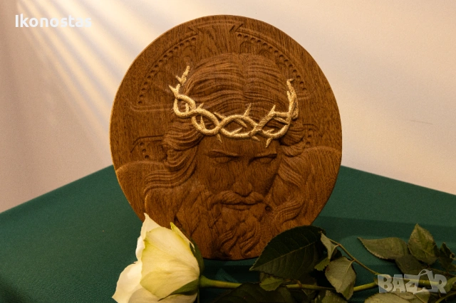 Позлатена релефна икона „Мъките Христови“ от дъб, снимка 6 - Икони - 53222935