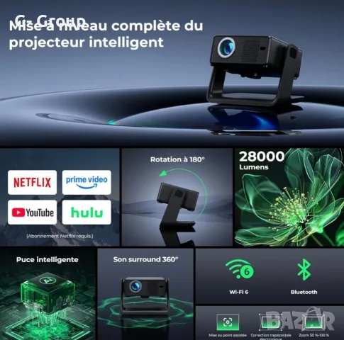 Видео Проектор Einyomily ! 4 K ,WiFi ,Блутут! Съвместим с Netflix и стрийминг приложения:, снимка 2 - Плейъри, домашно кино, прожектори - 55964163