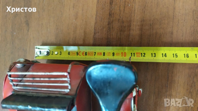 РЪЧНО ИЗРАБОТЕНА Колекционерска Метална играчка ОТ ЕДНО ВРЕМЕ мотоциклет с кош , снимка 14 - Колекции - 54032248