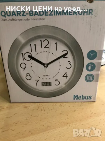 Часовник за баня с вендузи и термометър Mebus