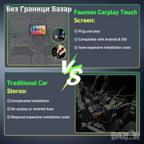 Нов Безжичен CarPlay и Android Auto 7” HD екран за кола, навигация, снимка 7 - Друга електроника - 47618232