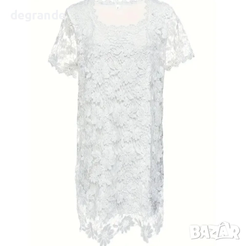 Елегантна Дантелена рокля с къс ръкав и квадратно деколте , снимка 4 - Рокли - 51611042