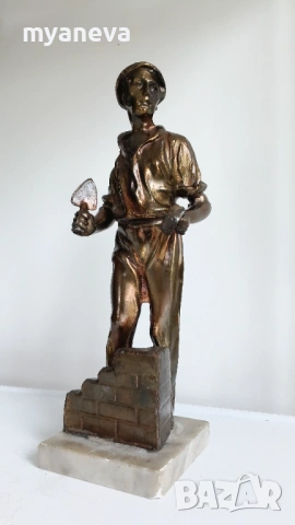 "Колхозник", бронзова, стара статуетка от СССР. , снимка 9 - Статуетки - 54183906