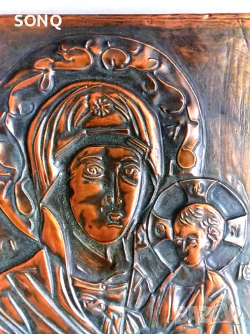 Страхотна Стара Медна Икона, снимка 2 - Икони - 49641000