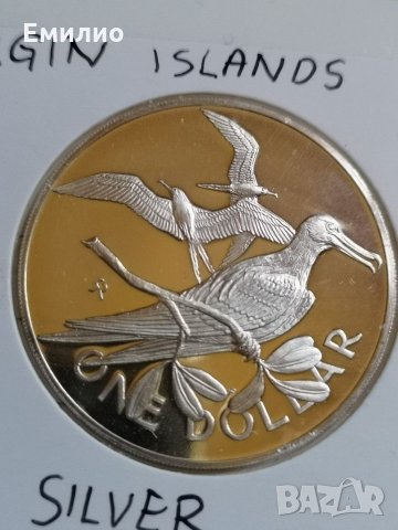 VIRGIN ISLANDS ONE DOLLAR 1974 PROOF SILVER COIN. MS CONDITION , снимка 1 - Нумизматика и бонистика - 30504789