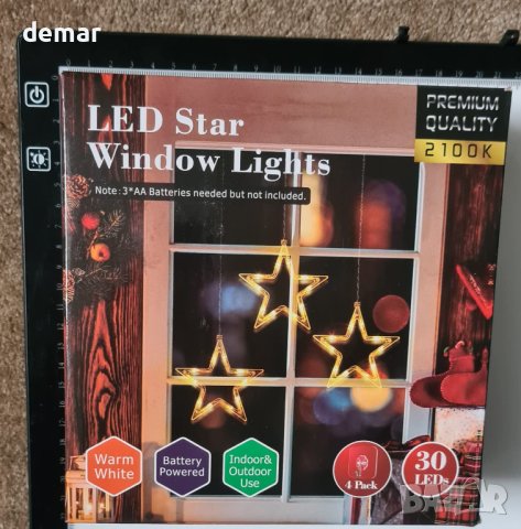 Водоустойчиви коледни светлини за прозорци със звезди 1,2м, снимка 8 - Лед осветление - 42543541