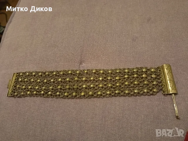 Vintage traditional Anatolian Gilded Bracelet -възрожд.гривна ,куюмджийски накит позлатена , снимка 4 - Гривни - 56093032