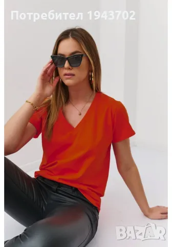 Дамска тениска в оранжев цвят 0555, снимка 2 - Тениски - 48119236