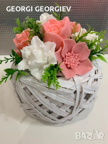 цветя изработени с глицеринов ароматен сапун и Българска роза , снимка 18 - Изкуствени цветя - 53097301