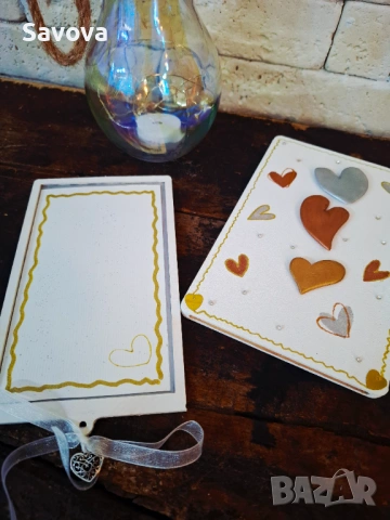 Дървена картичка за пари "Сърца", снимка 3 - Ръчно изработени сувенири - 53078993