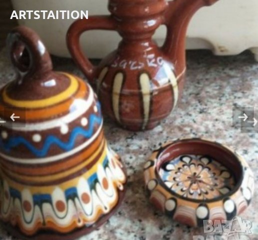 Глинени битови чаши, 2бр.чинии за стена и битова декорация, снимка 7 - Декорация за дома - 33902757