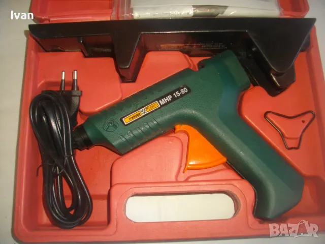 НОВ MEISTER ОРИГИНАЛЕН НЕМСКИ ПИСТОЛЕТ ТОПЛО ЗАЛЕПЯНЕ ЛЕПЕНЕ ФИКСИРАНЕ ПРЪЧКИ СИЛИКОН ПЪЛЕН КОМПЛЕКТ, снимка 8 - Други инструменти - 49048122